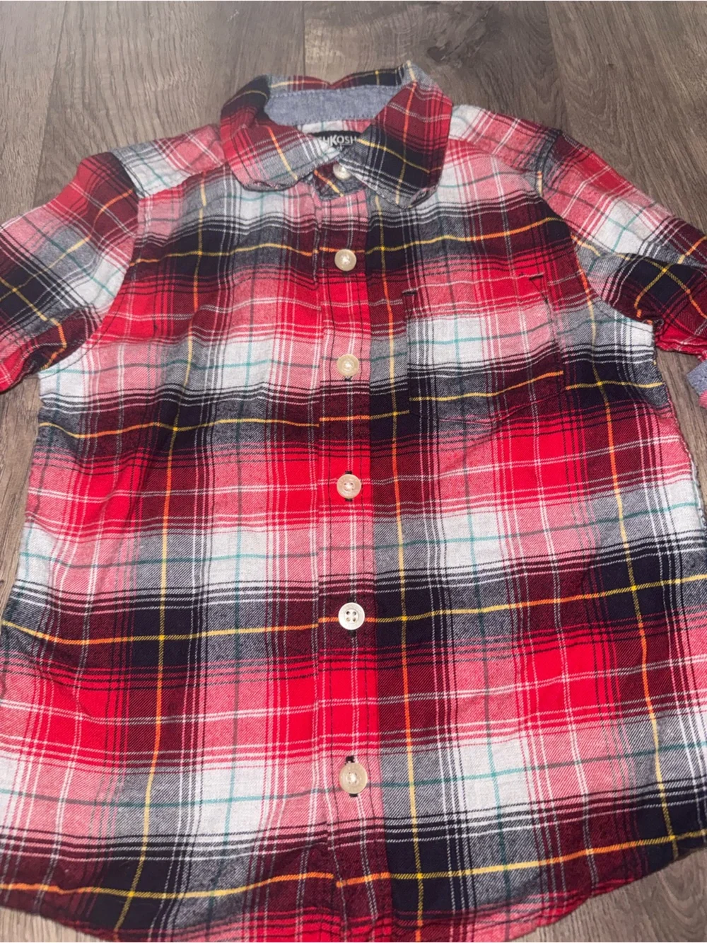 OshKosh B'gosh Red Black White Plaid Button-Down Shirt